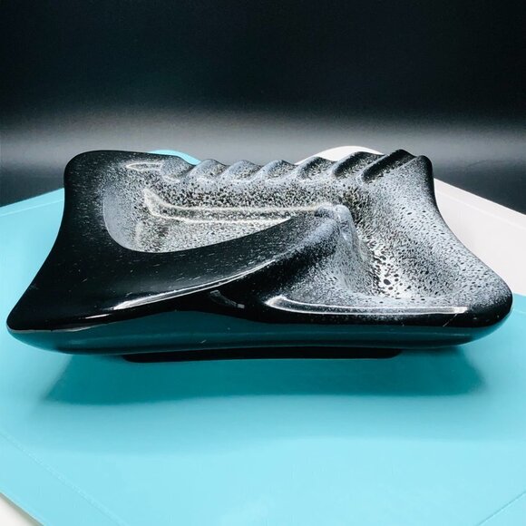 Beauceware Ceramic Ashtray Beauce Pottery #906 Black White Spatter Accent Bowl - Picture 4 of 13